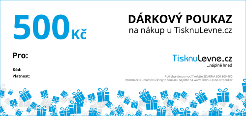 Dárkový poukaz na nákup u TisknuLevne.cz v hodnotě 500 Kč - Kliknutím zobrazíte detail obrázku.